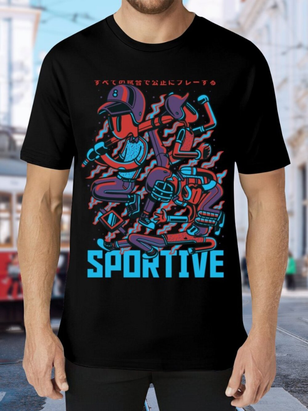 Sportive Graphic Tee - Black Athletic Streetwear